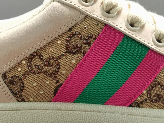 Gucci Beige Pink GG Monogram Canvas Web Stripe Lifestyle Sneakers 6