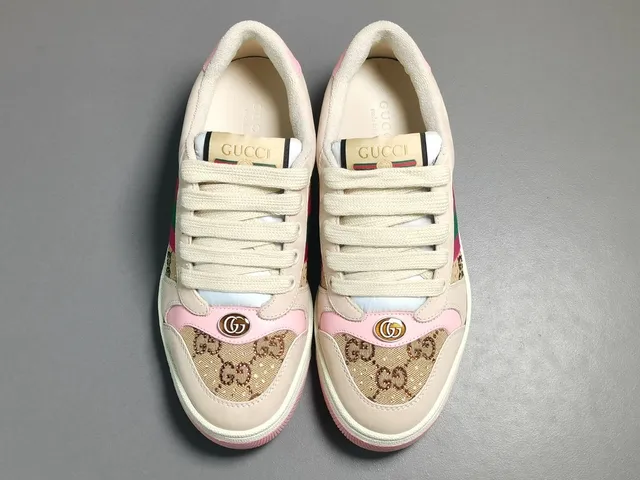 Gucci Beige Pink GG Monogram Canvas Web Stripe Lifestyle Sneakers 13