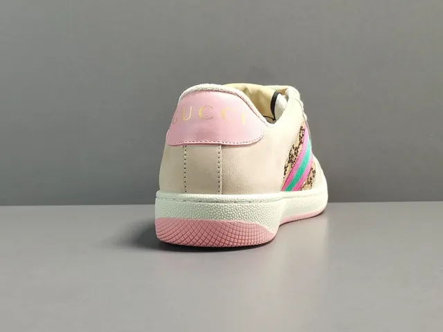 Gucci Beige Pink GG Monogram Canvas Web Stripe Lifestyle Sneakers 18