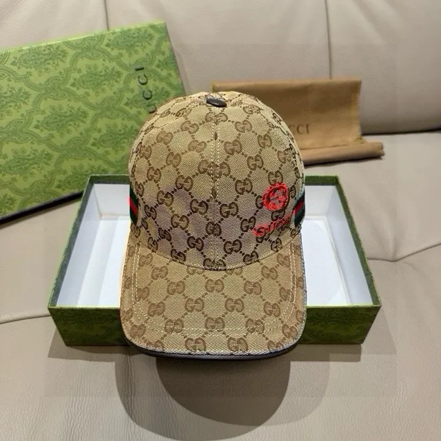 Gucci beige rouge GG Monogram Canvas Embroidered Interlocking G Baseball Cap 8