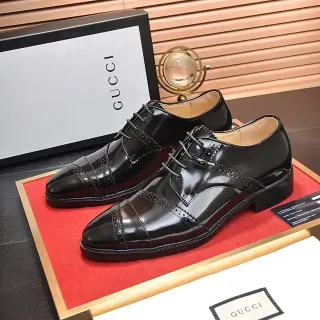 Gucci Black Cap-Toe Brogue Oxford Shoes