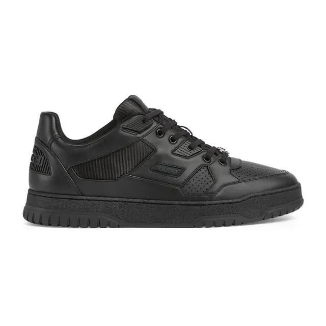 Gucci Black Monochrome Perforated Toe Lifestyle Sneakers 2