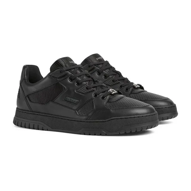 Gucci Black Monochrome Perforated Toe Lifestyle Sneakers 4