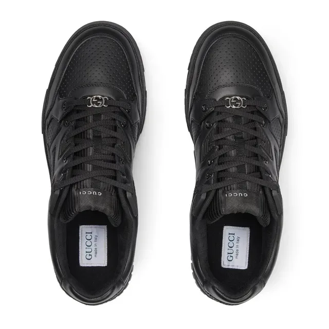 Gucci Black Monochrome Perforated Toe Lifestyle Sneakers 5