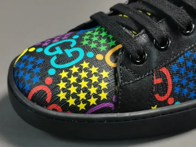 Gucci Black Multicolor GG-Print Textile Upper Star-and-Logo Pattern Lifestyle Sneakers 3