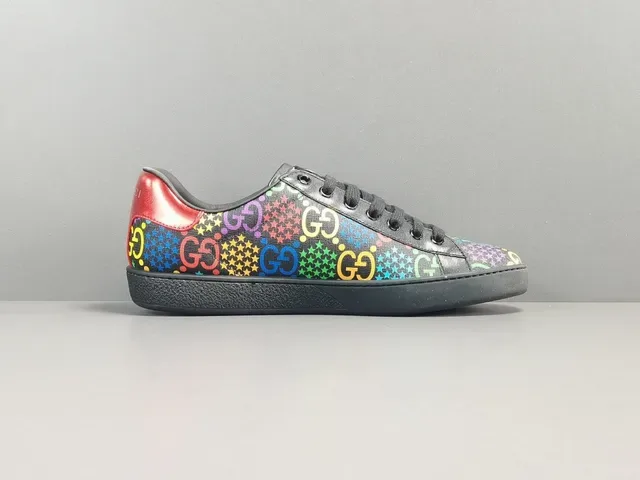 Gucci Black Multicolor GG-Print Textile Upper Star-and-Logo Pattern Lifestyle Sneakers 11