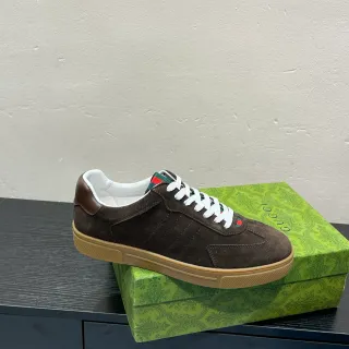 Gucci Brown Beige Suede Upper Gum Rubber Sole Lifestyle Sneakers