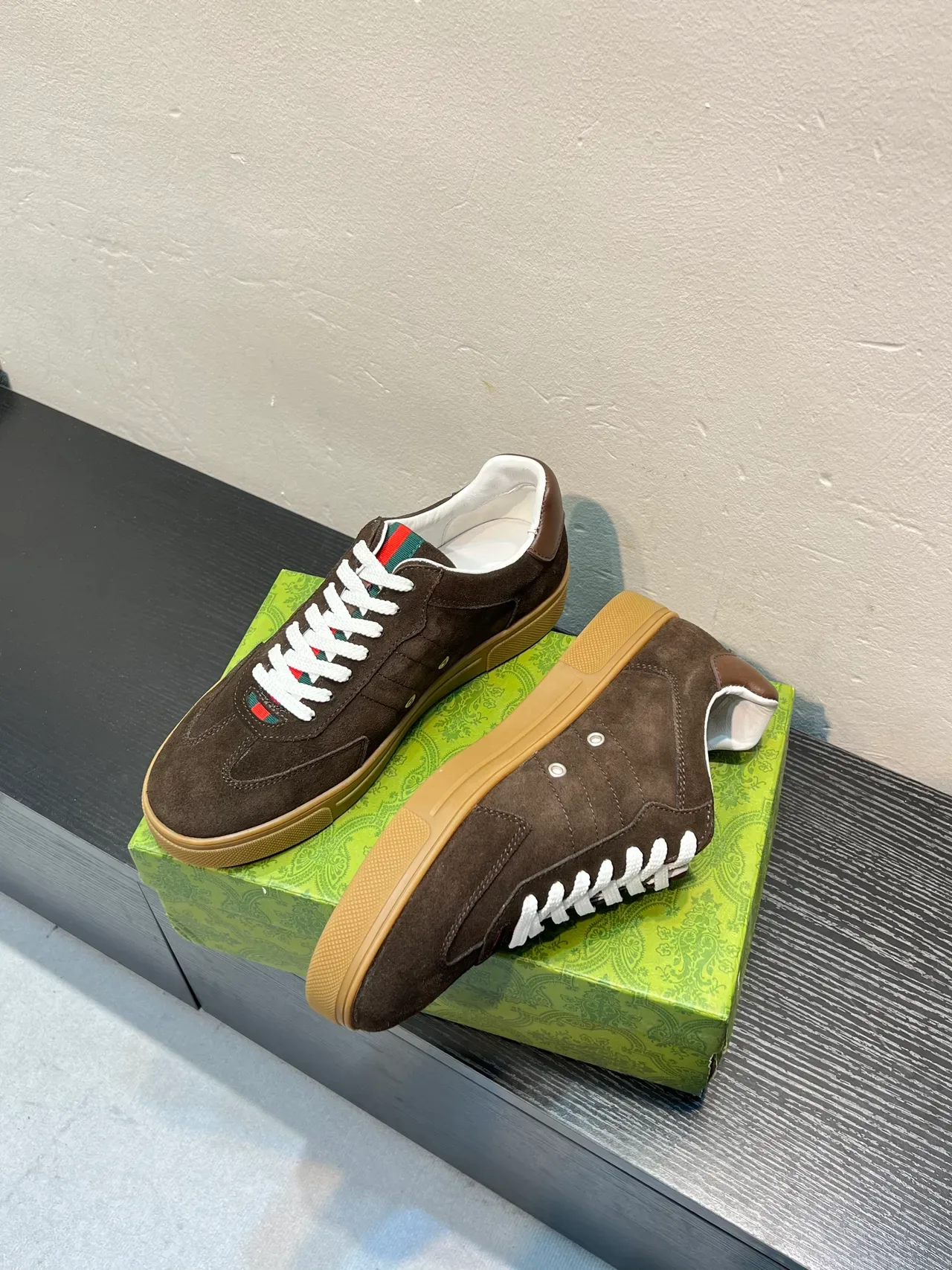 Gucci Brown Beige Suede Upper Gum Rubber Sole Lifestyle Sneakers 4