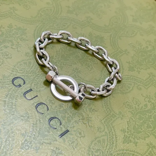 Gucci Chunky Oval-Link Industrial Toggle Clasp Bracelet 6
