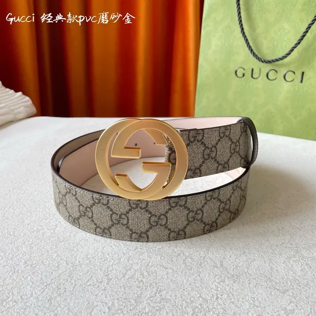 Gucci Classic GG Monograma Canvas Cinto com fivela Interlocking G de couro 4