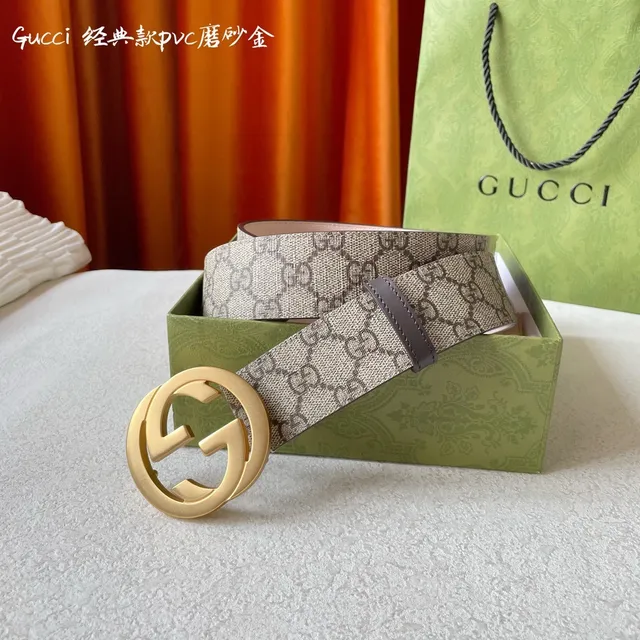 Gucci Classic GG Monograma Canvas Cinto com fivela Interlocking G de couro 5