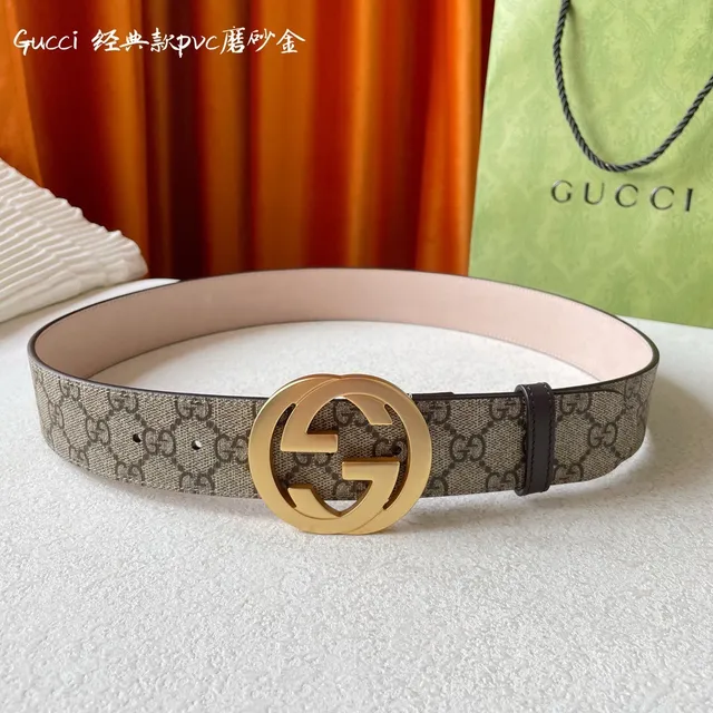 Gucci Classic GG Monograma Canvas Cinto com fivela Interlocking G de couro 7