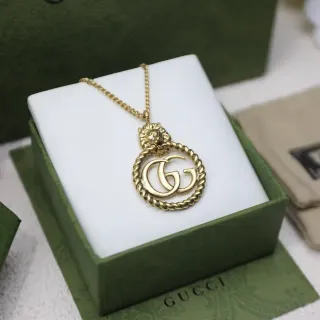 Gucci Dionysus Interlocking GG Lion Head Gold-Tone Necklace