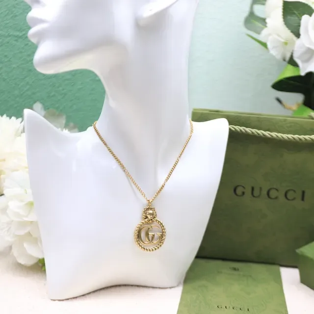 Gucci Dionysus Interlocking GG Lion Head Gold-Tone Necklace 2