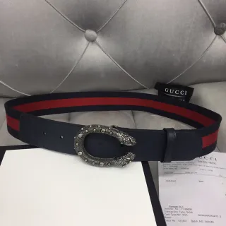 Gucci Dionysus Web Stripe Snake-Head Leather Belt