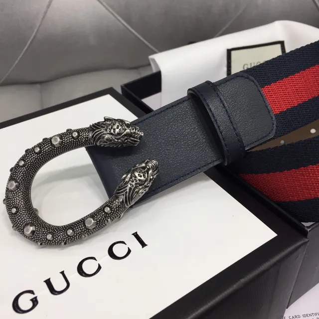 Gucci Dionysus Web Stripe Snake-Head Leather Belt 3