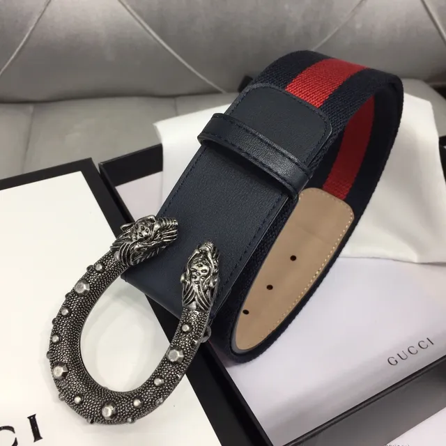 Gucci Dionysus Web Stripe Snake-Head Leather Belt 4