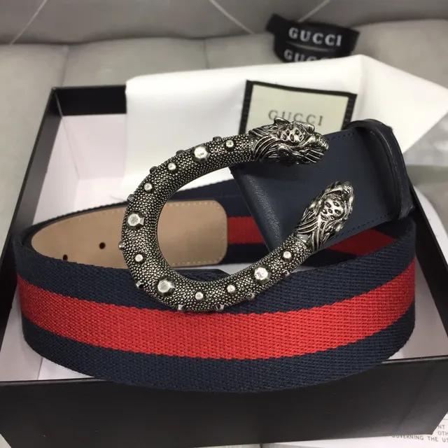 Gucci Dionysus Web Stripe Snake-Head Leather Belt 5