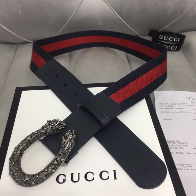 Gucci Dionysus Web Stripe Snake-Head Leather Belt 8