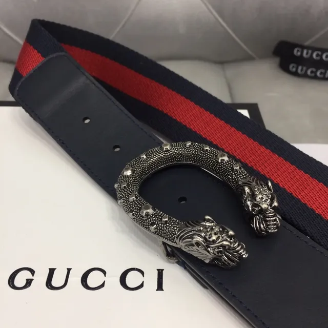 Gucci Dionysus Web Stripe Snake-Head Leather Belt 9