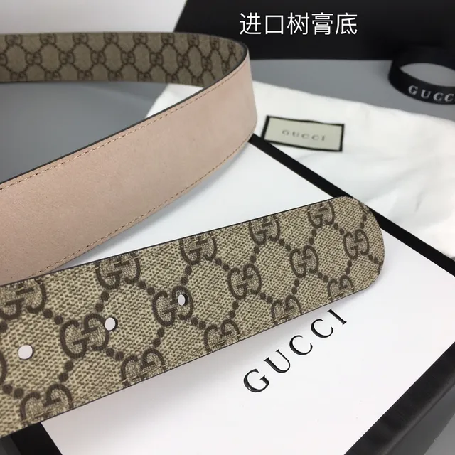 Gucci Double G Belt Beige Brown GG Monogram Canvas Interlocking Buckle Leather Belt 7