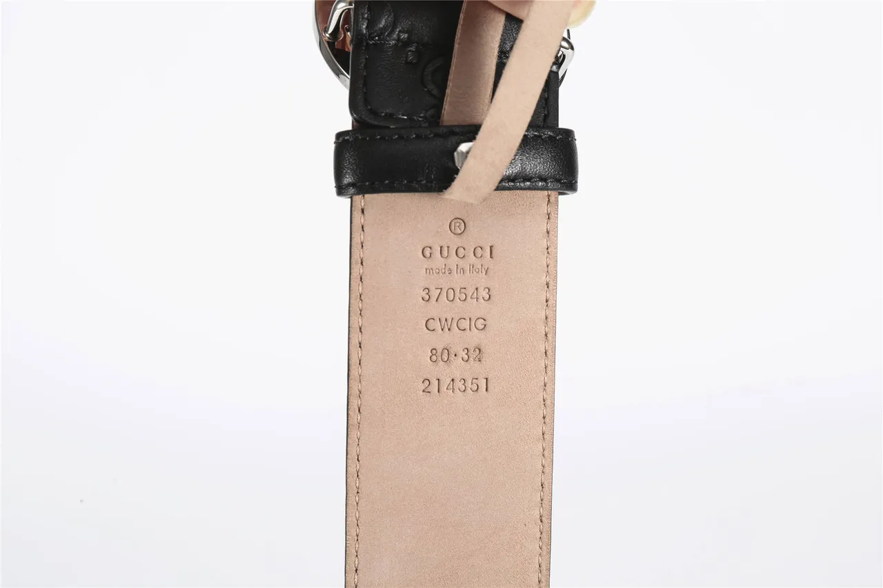Gucci Double G Belt Black Silver Interlocking Buckle Embossed GG Monogram Leather Belt 8