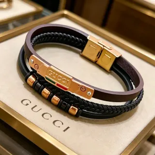 Gucci إسورة حبل مبروم وجلد مزدوج اللفة