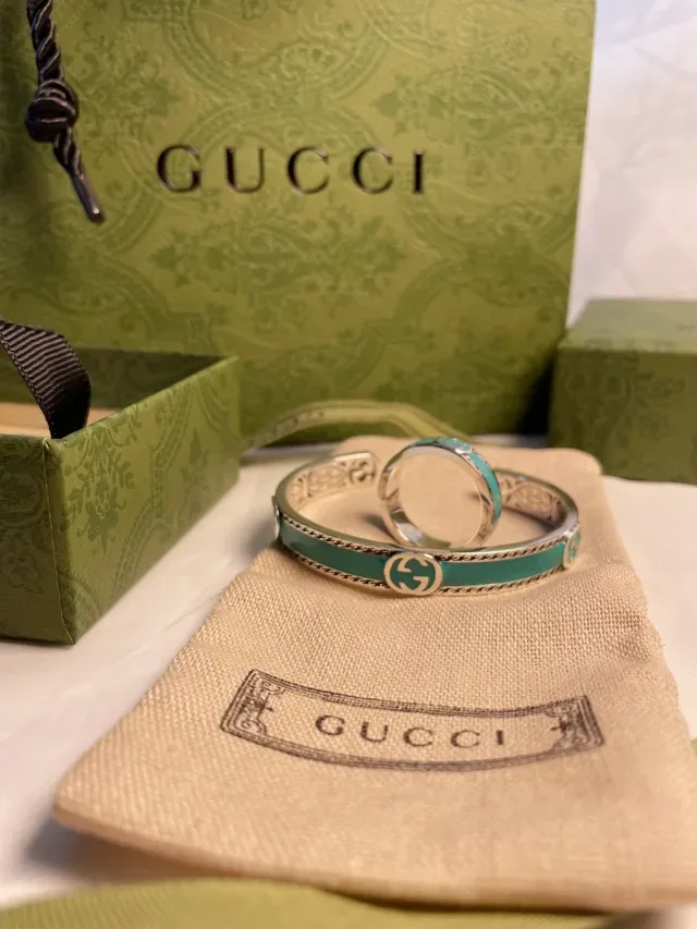 Gucci Engraved Eye Motif Gold-Tone Bangle Bracelet 2
