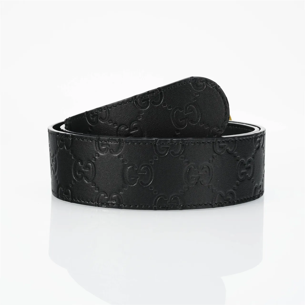 Gucci GG Marmont Noir Or embossé Monogram boucle G interlock Ceinture en cuir 3