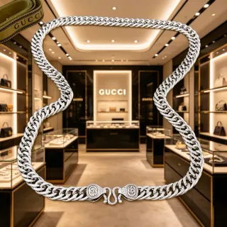 Gucci GG Marmont Chain Necklace Silver Heavy Curb-Link Polished Necklace