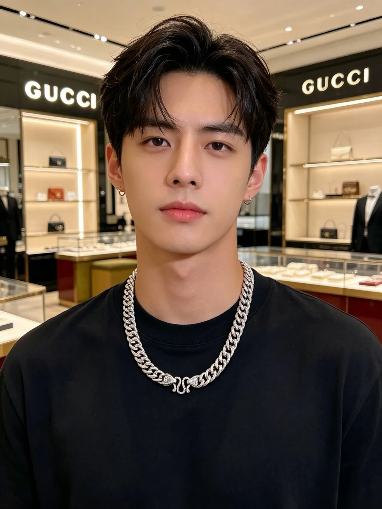 Gucci GG Marmont Collier Chaîne Argent Lourd Chaîne Curb-Link Poli Collier 2