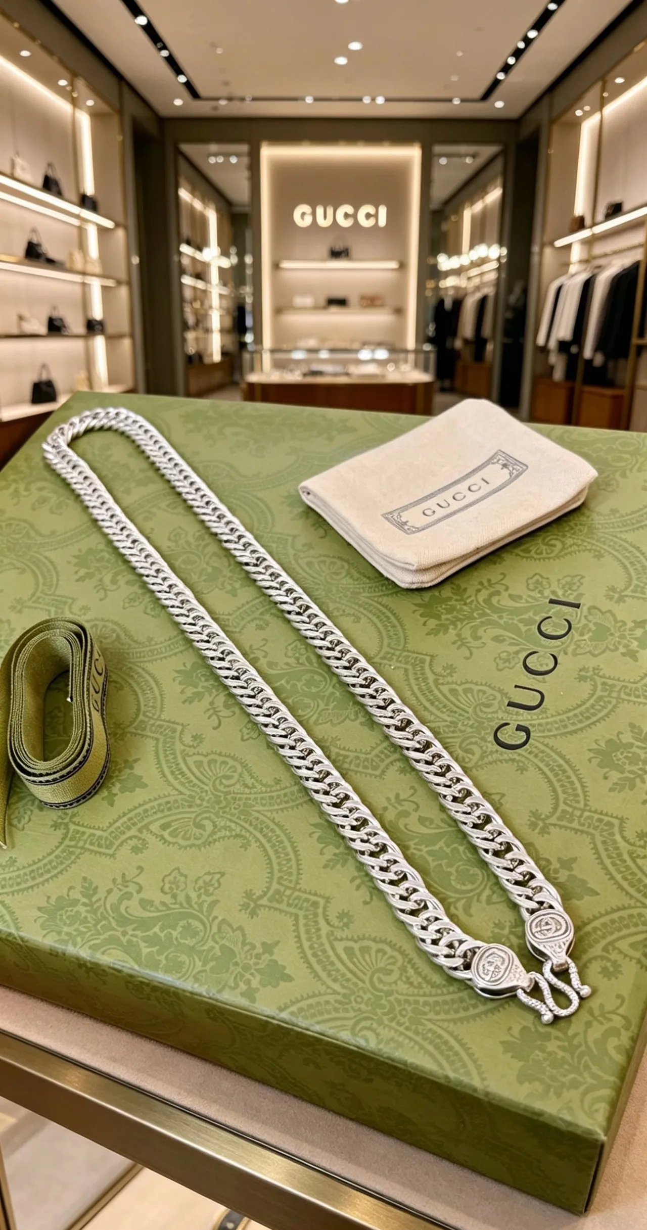 Gucci GG Marmont Collier Chaîne Argent Lourd Chaîne Curb-Link Poli Collier 4