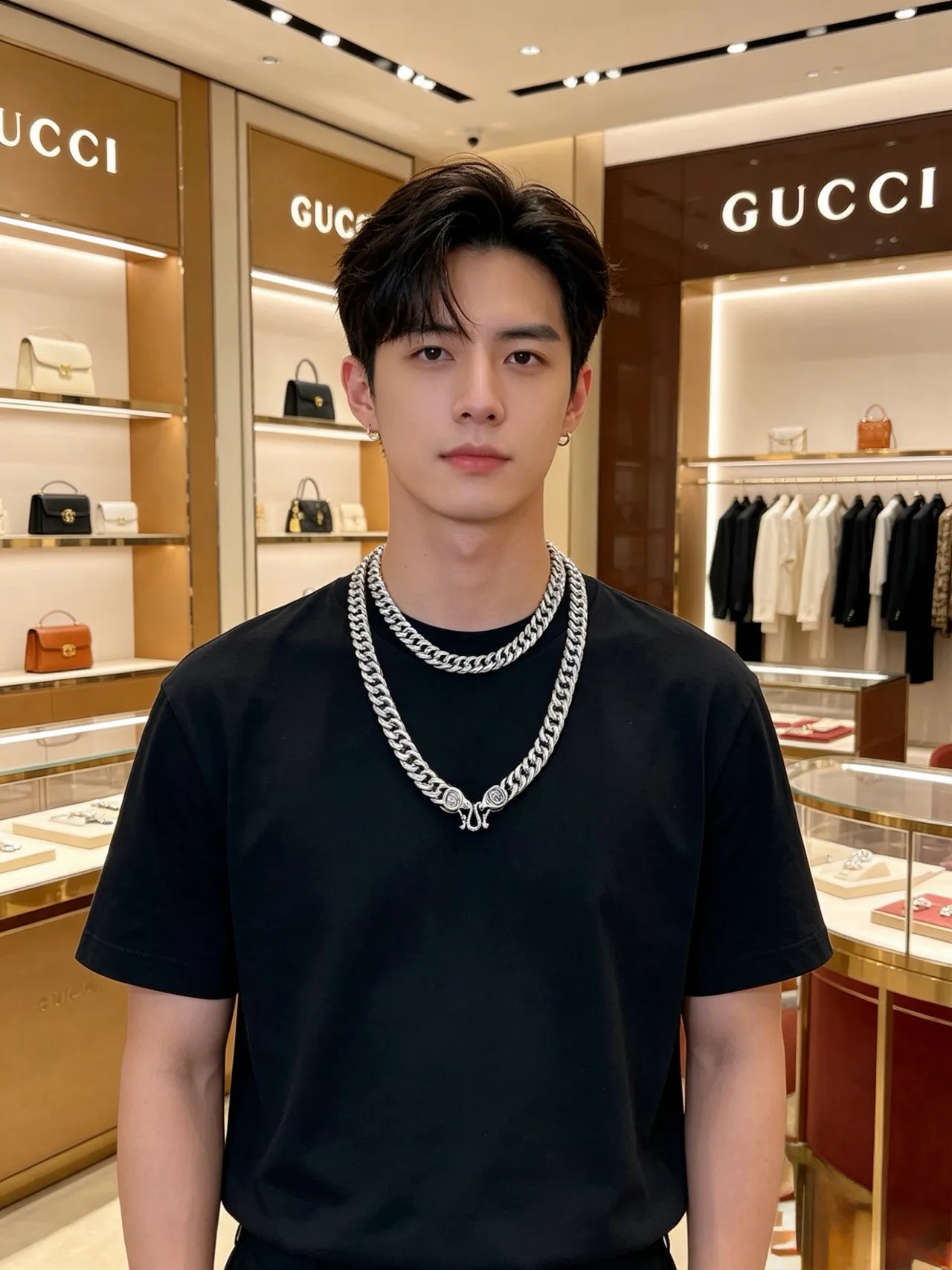 Gucci GG Marmont Collier Chaîne Argent Lourd Chaîne Curb-Link Poli Collier 5