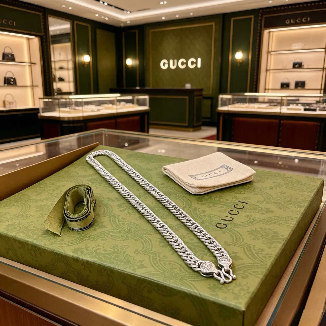 Gucci GG Marmont Collier Chaîne Argent Lourd Chaîne Curb-Link Poli Collier 7