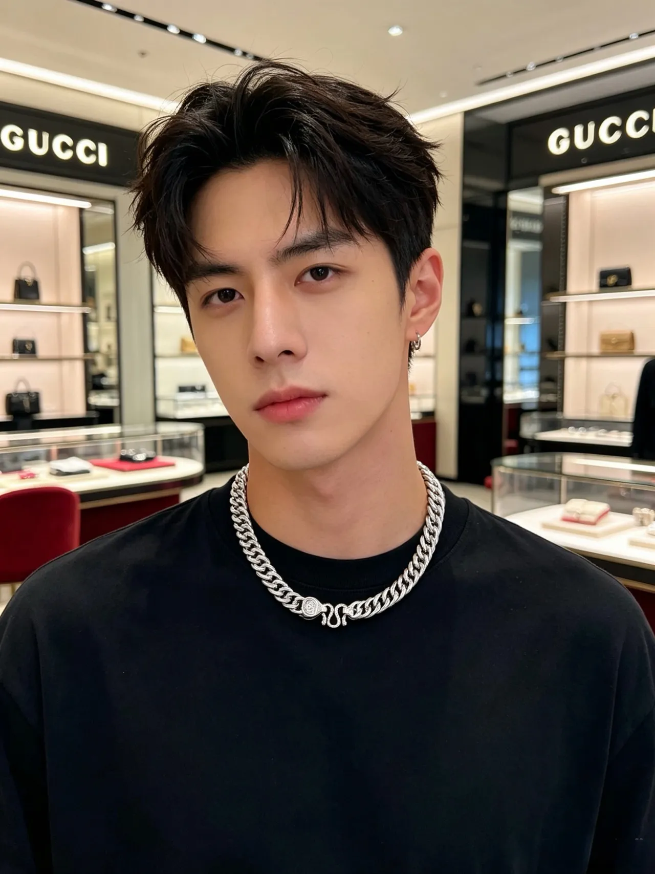 Gucci GG Marmont Collier Chaîne Argent Lourd Chaîne Curb-Link Poli Collier 8