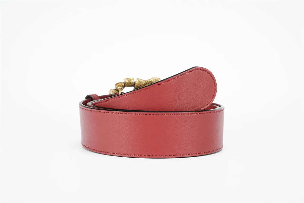 Gucci GG Marmont Crystal-Embellished Red Leather Belt 7