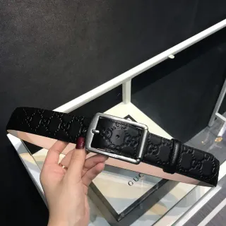 Gucci GG Marmont Embossed Black Leather Belt