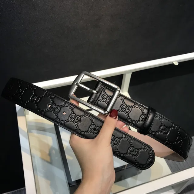 Gucci GG Marmont Embossed Black Leather Belt 2