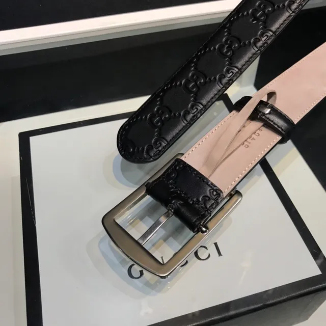 Gucci GG Marmont Embossed Black Leather Belt 3