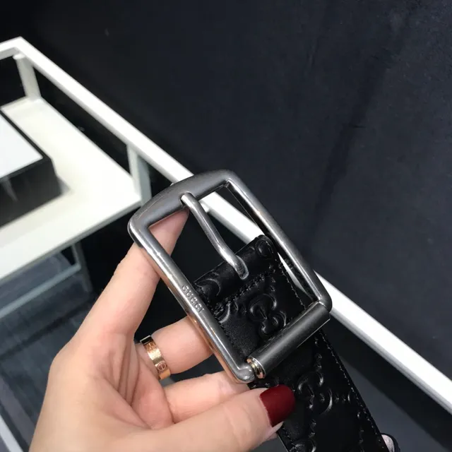 Gucci GG Marmont Embossed Black Leather Belt 5