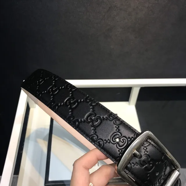 Gucci GG Marmont Embossed Black Leather Belt 9