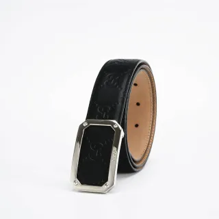 Gucci GG Marmont Embossed Double-G Black Leather Belt