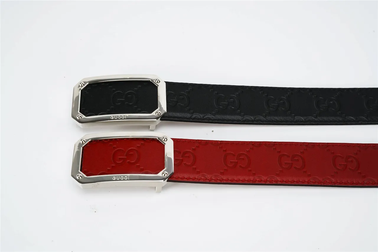 Gucci GG Marmont Embossed Double-G Black Leather Belt 2