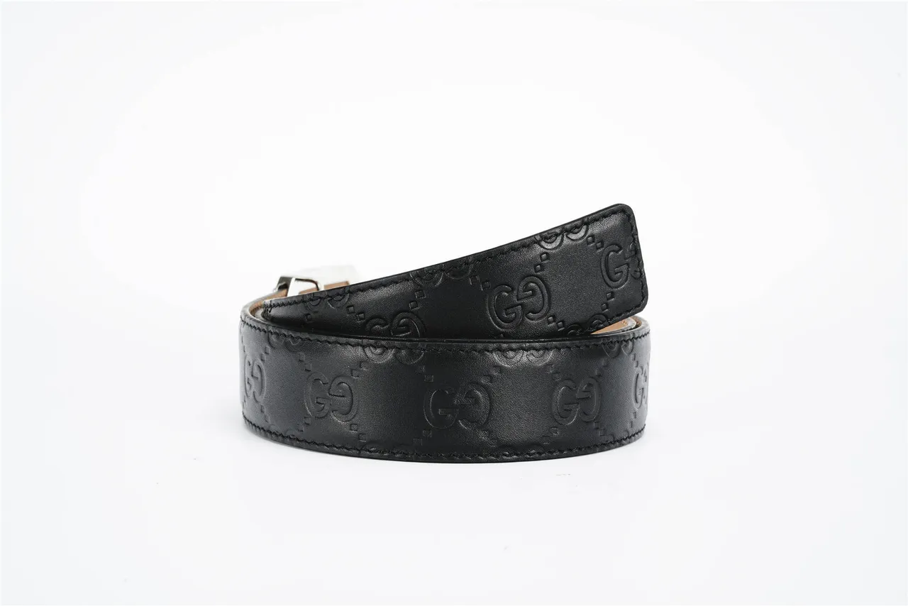 Gucci GG Marmont Embossed Double-G Black Leather Belt 3