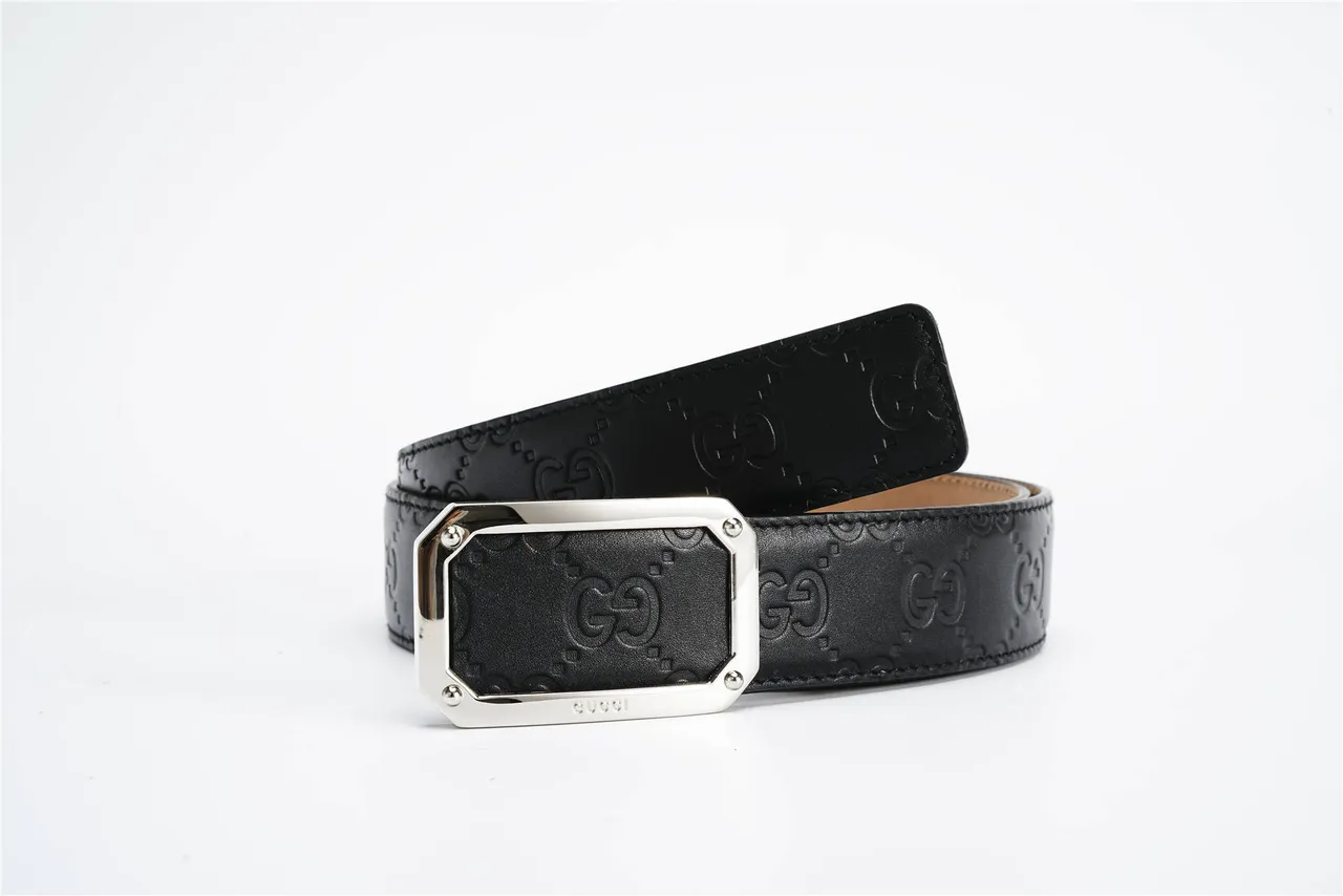 Gucci GG Marmont Embossed Double-G Black Leather Belt 4