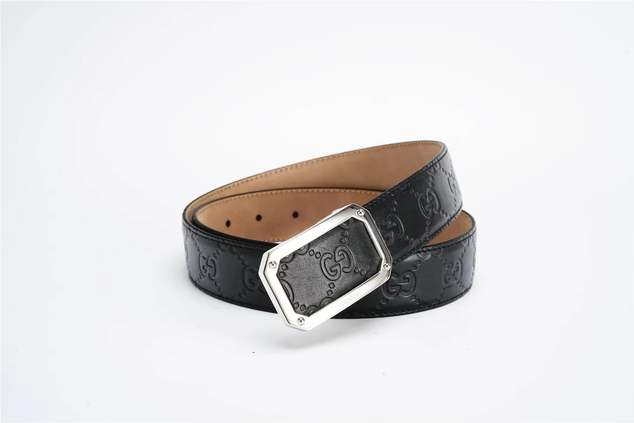 Gucci GG Marmont Embossed Double-G Black Leather Belt 5