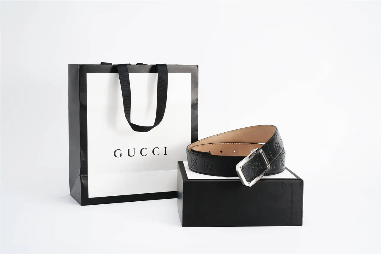 Gucci GG Marmont Embossed Double-G Black Leather Belt 6