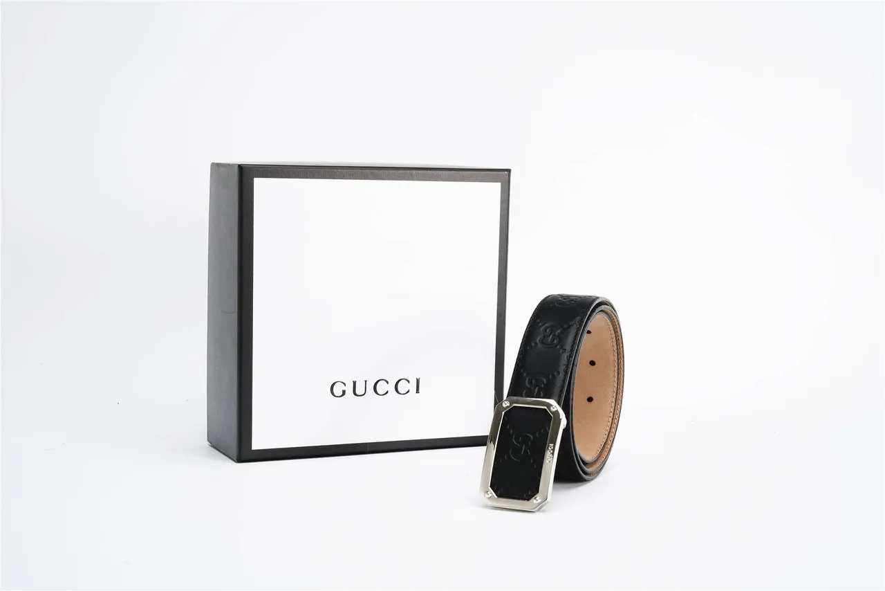 Gucci GG Marmont Embossed Double-G Black Leather Belt 7
