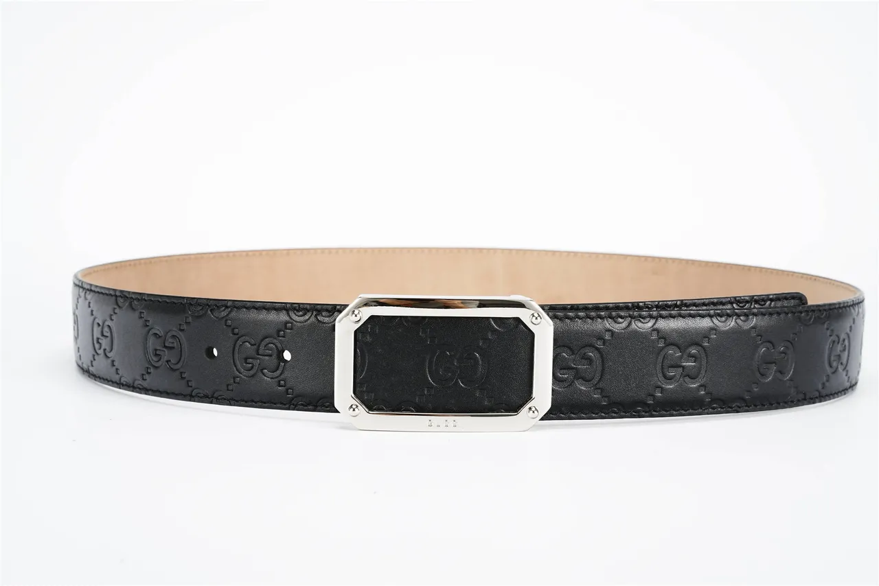 Gucci GG Marmont Embossed Double-G Black Leather Belt 9