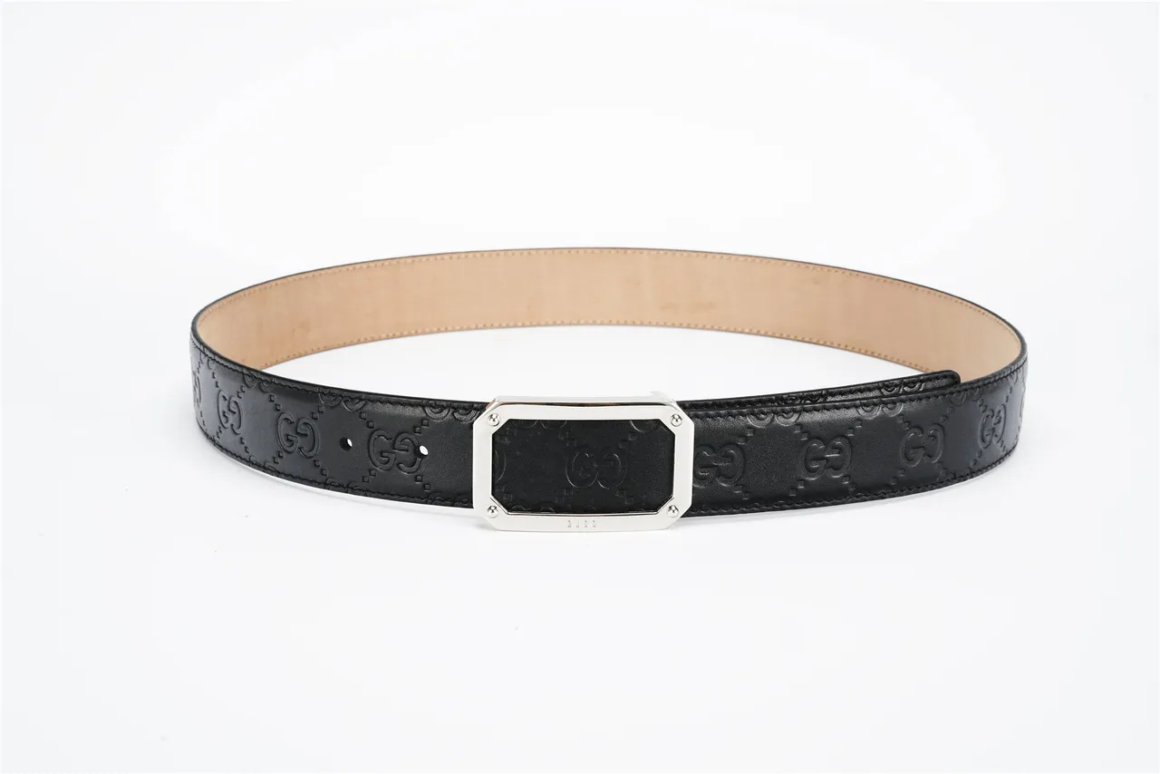 Gucci GG Marmont Embossed Double-G Black Leather Belt 10